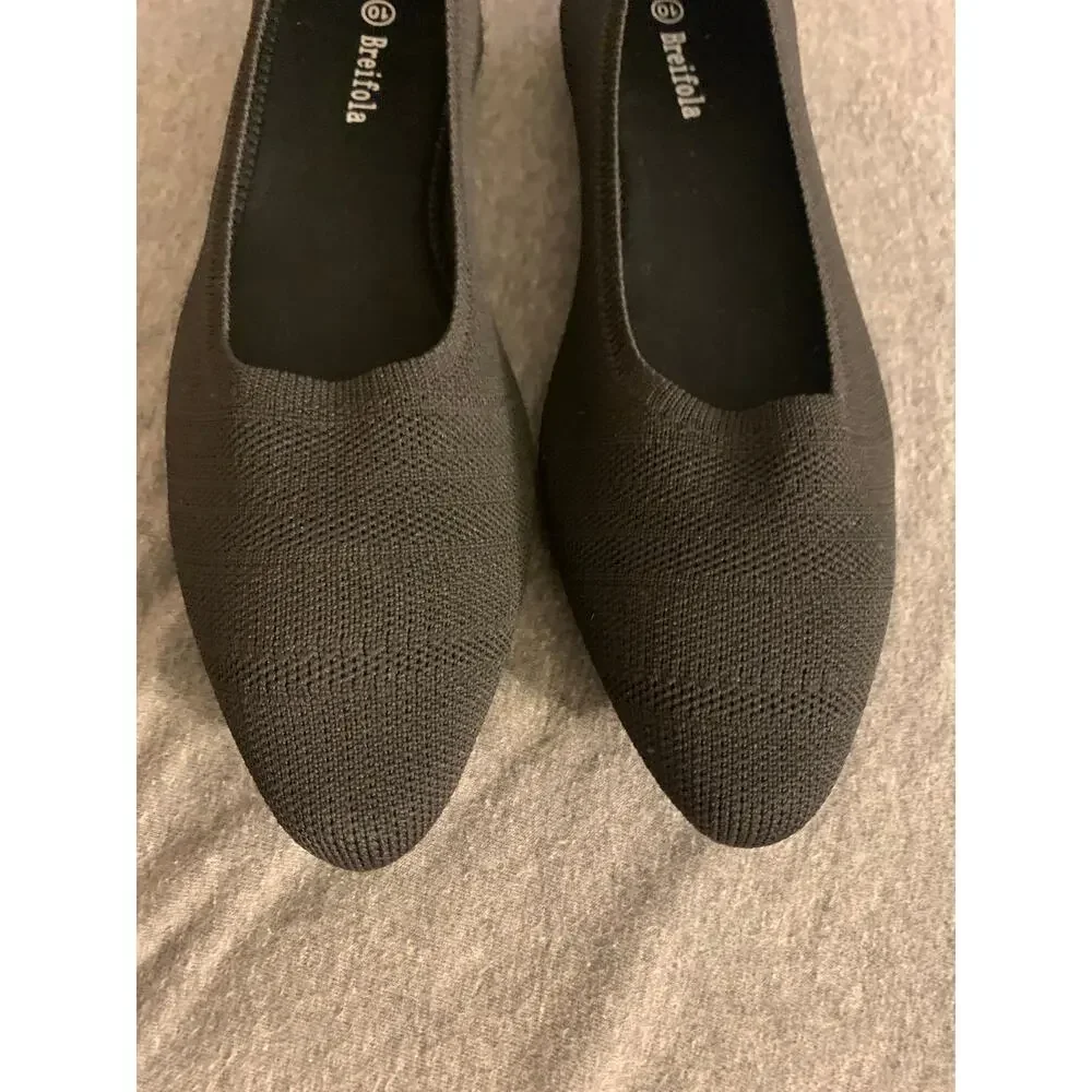 Breifola Black Fabric Pointed Ballet Flats Shoe Size 10